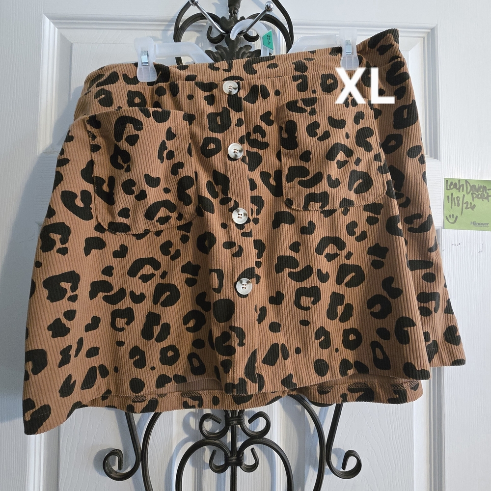 Leopard Print Button-Up Skirt